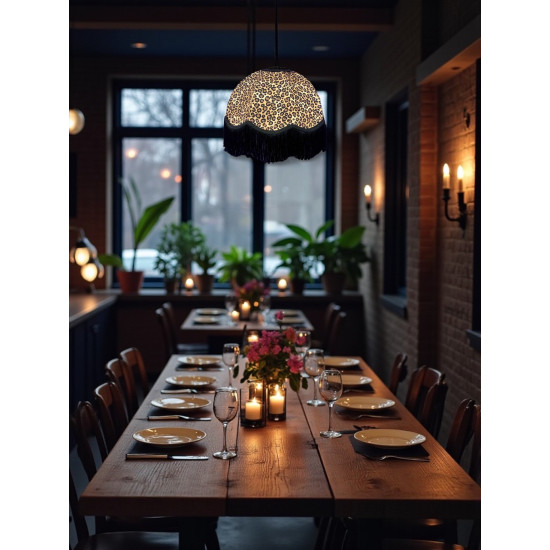 Beige Leopard Print Dome Fabric Lampshades