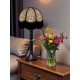 Beige Leopard Animal Print and Black Dome Fabric Lampshades