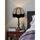 Beige Leopard Animal Print and Black Dome Fabric Lampshades