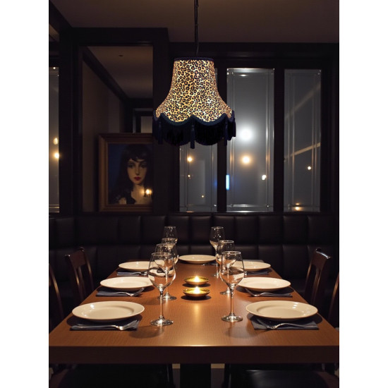 Beige Leopard Print Fabric Scalloped Lampshades