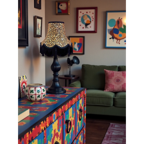 Beige Leopard Print Fabric Scalloped Lampshades