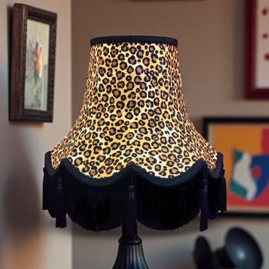 Beige Leopard Print Fabric Scalloped Lampshades