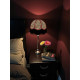 Beige Leopard Animal Print and Burgundy Dome Fabric Lampshades