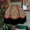 Beige Leopard Animal Print and Burgundy Dome Fabric Lampshades