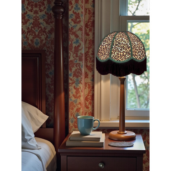 Beige Leopard Animal Print and Holly Green Dome Fabric Lampshades