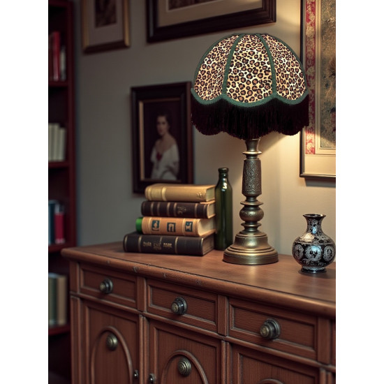 Beige Leopard Animal Print and Holly Green Dome Fabric Lampshades