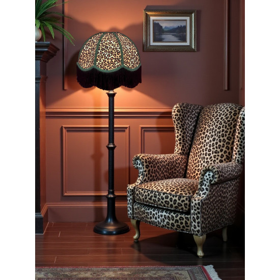 Beige Leopard Animal Print and Holly Green Dome Fabric Lampshades