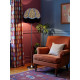 Beige Leopard Animal Print and Slate Blue Dome Fabric Lampshades