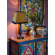 Gold Animal Print and Black Pom Pom Trapezium Fabric Lampshades