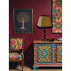 Gold Animal Print and Black Pom Pom Trapezium Fabric Lampshades