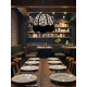 Grey Feather and Black Dome Fabric Lampshades