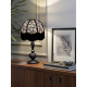 Grey Feather and Black Dome Fabric Lampshades