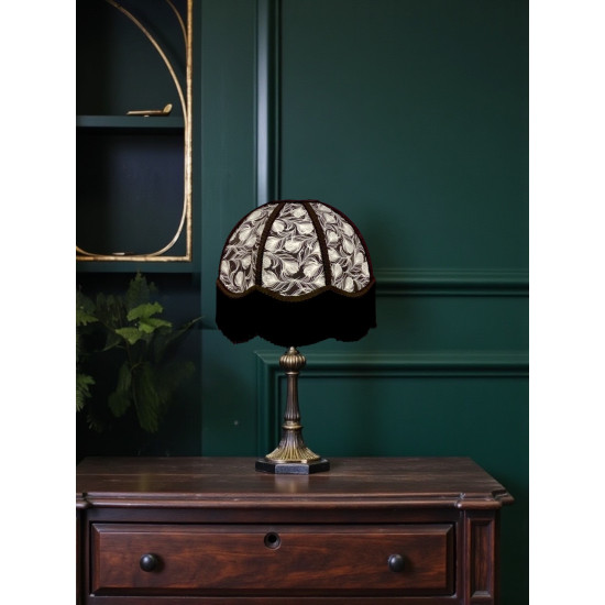 Grey Feather and Black Dome Fabric Lampshades