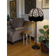 Grey Feather and Black Dome Fabric Lampshades