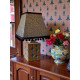 Khaki Green Animal Print and Black Pom Pom Trapezium Fabric Lampshades