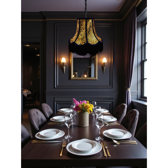 Leopard Animal Print and Black Fabric Lampshades