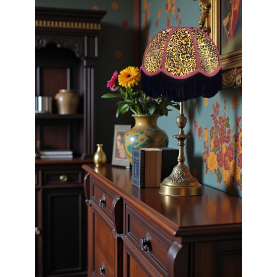 Leopard Animal Print and Fuchsia Dome Fabric Lampshades
