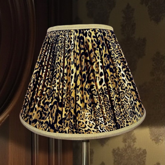 Leopard Animal Print Gold Gathered Fabric Lampshade