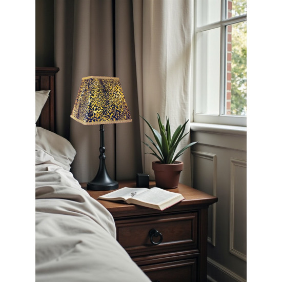 Leopard Animal Print and Gold Trapezium Fabric Lampshades