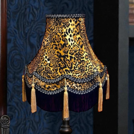 Leopard Animal Print Double Scallop Fabric Lampshade