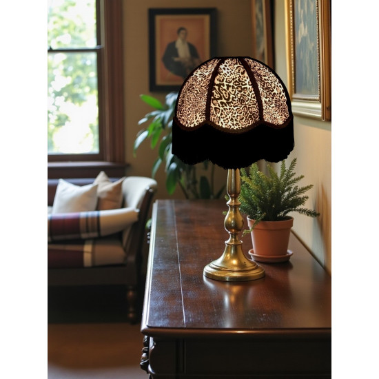 Lynx Animal Print and Black Dome Fabric Lampshades