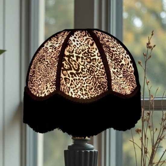 Lynx Animal Print and Black Dome Fabric Lampshades Lynx Animal Print and Black Dome Fabric Lampshades