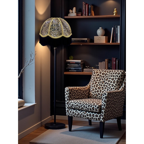 Lynx Animal Print and Gold Dome Fabric Lampshades