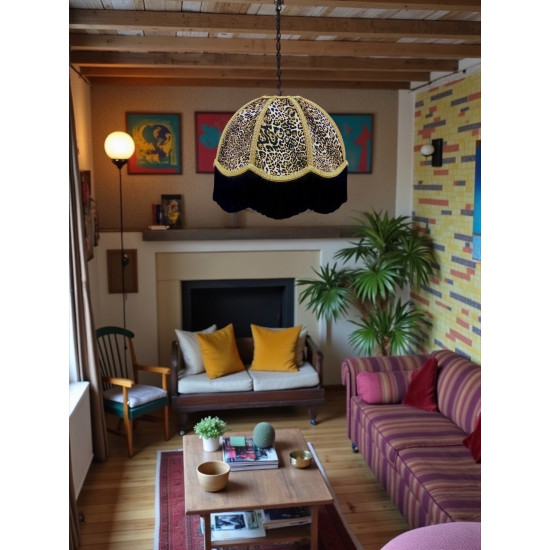 Lynx Animal Print and Gold Dome Fabric Lampshades