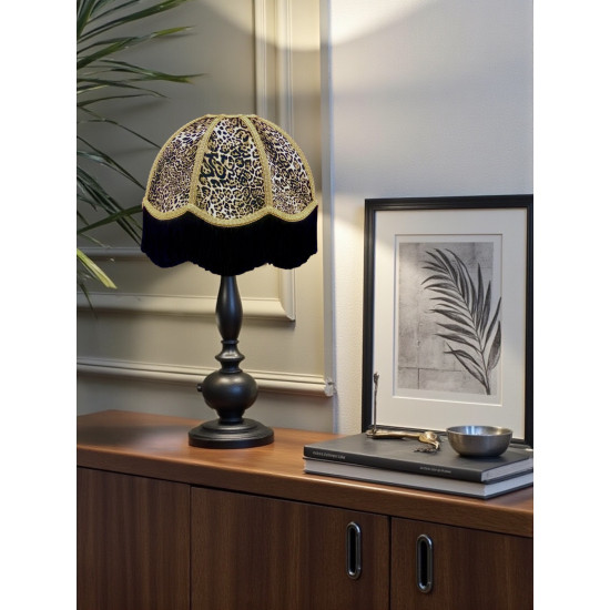 Lynx Animal Print and Gold Dome Fabric Lampshades