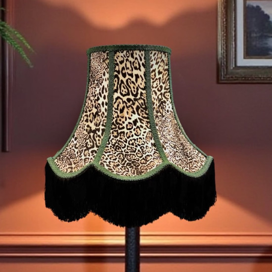 Lynx Animal Print and Green Fabric Lampshades