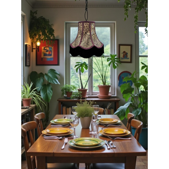 Lynx Animal Print and Purple Fabric Lampshades