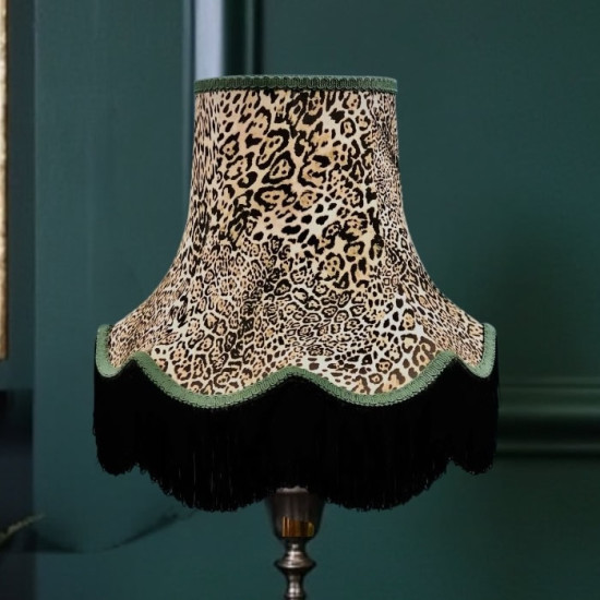 Lynx Animal Print and Green Fabric Lampshades Lynx Animal Print and Green Fabric Lampshades