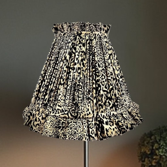 Lynx Animal Print Ruffled Fabric Lampshade Lynx Animal Print Ruffled Fabric Lampshade
