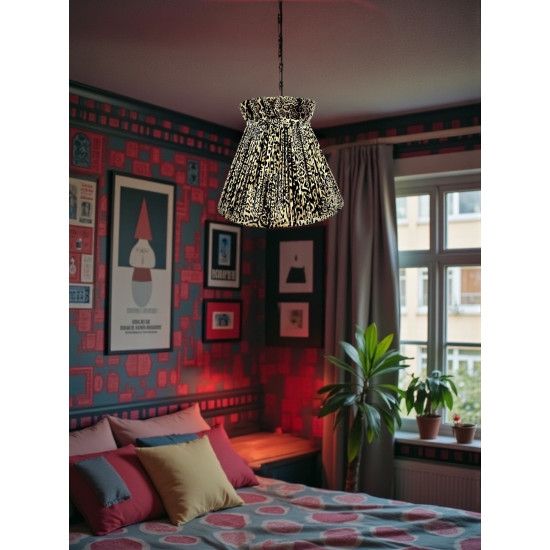 Lynx Animal Print Ruffled Top Fabric Lampshade