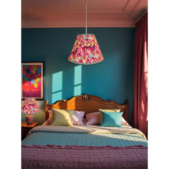 Hot Pink Feather Fabric Tapered Empire Lampshade