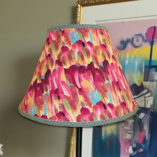 Hot Pink Feather Fabric Tapered Empire Lampshade