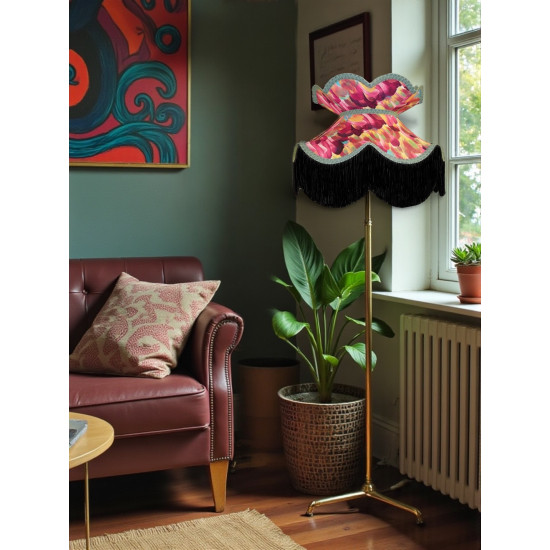 Hot Pink Feather Victorian Fabric Lampshades