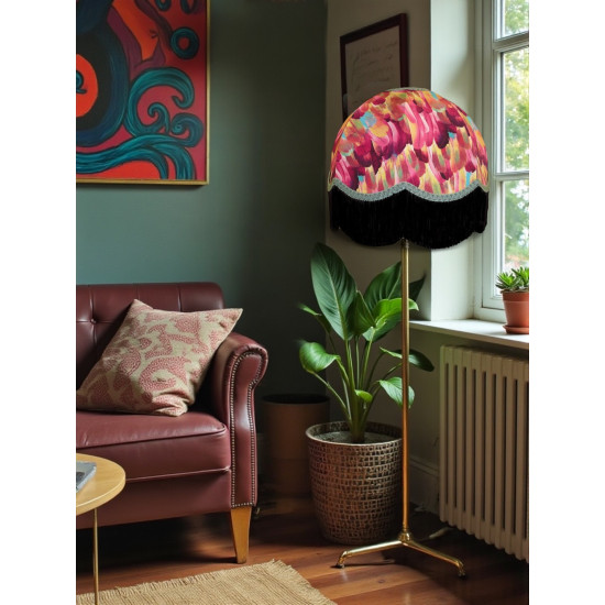 Hot Pink Feather Dome Fabric Lampshades
