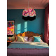 Hot Pink Feather Dome Fabric Lampshades
