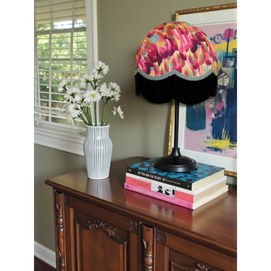 Hot Pink Feather Dome Fabric Lampshades