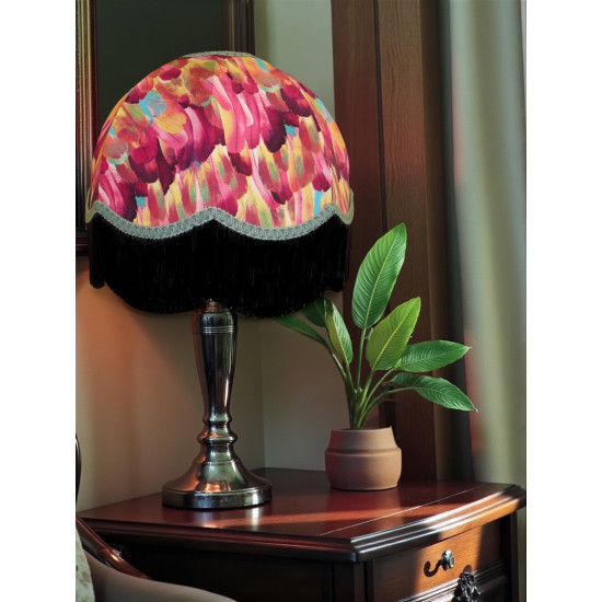 Hot Pink Feather Dome Fabric Lampshades