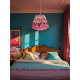 Hot Pink Feather Gathered Fabric Lampshade