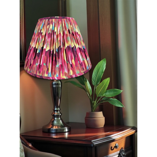 Hot Pink Feather Gathered Fabric Lampshade