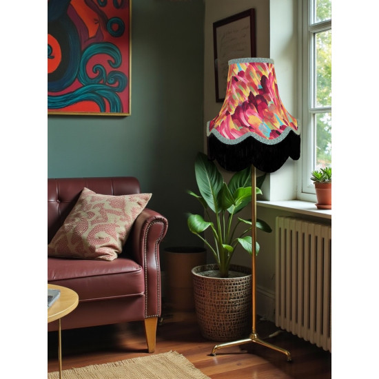 Hot Pink Feather Fabric Lampshades