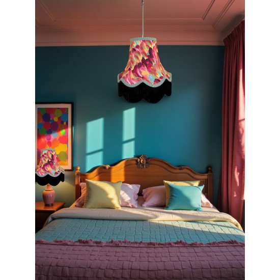 Hot Pink Feather Fabric Lampshades