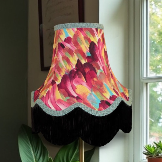 Hot Pink Feather Fabric Lampshades