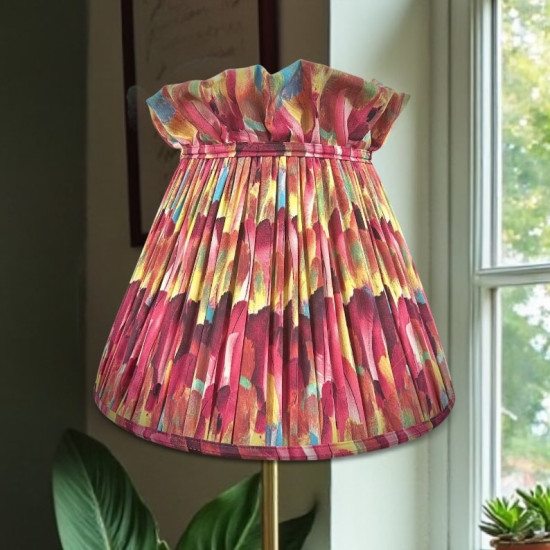 Hot Pink Feather Ruffled Top Fabric Lampshade