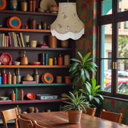 Dogs Design Fabric Scalloped Lampshades