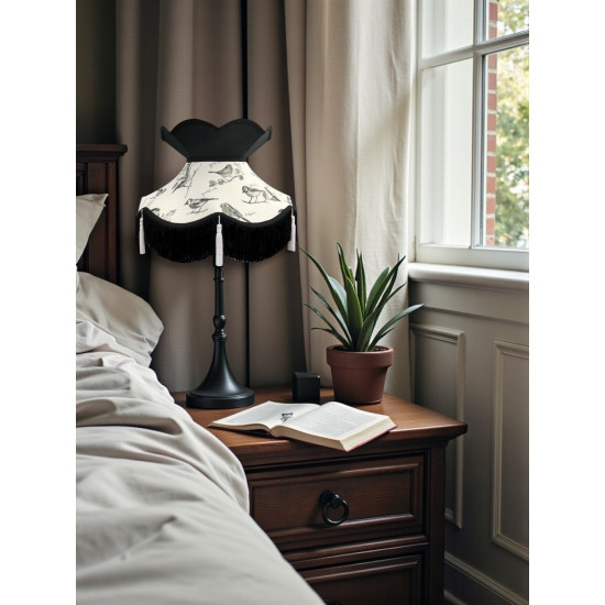 Garden Birds Black Victorian Fabric Lampshades