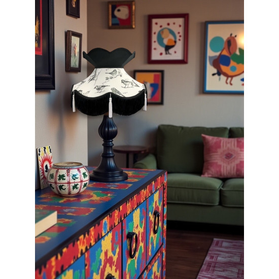 Garden Birds Black Victorian Fabric Lampshades